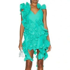 AKNVAS Brooke Atlantis Green Ruffle Dress 4 $750